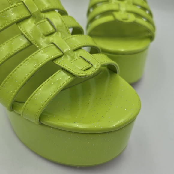 NWOT CIRCUS NY Sam Edelman Golda Platform Sandals—Wasabi (Sparkly Glitter Green) - Picture 4 of 16